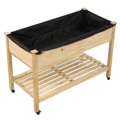 Breebe Wooden Raised Garden Bed With Legs And Lockable Wheels In Multi