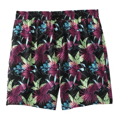 Cinch Men's Floral Print Swim Trunk In Black In Multi