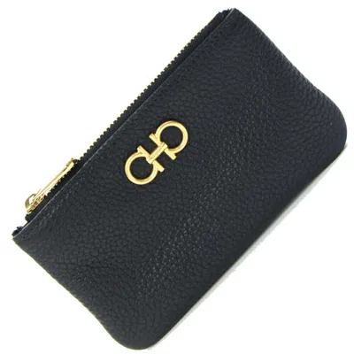 Pre-owned Ferragamo Leather Coin Purse/coin Case () In Black