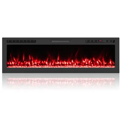 Hivvago Smart Wifi Electric Fireplace Wall Mounted & Recessed 750w/1500w Heater-60 Inch In Black