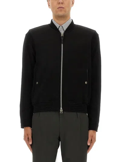 Tom Ford High Collar Zip Sweatshirt With Ribbed Detailing In Black
