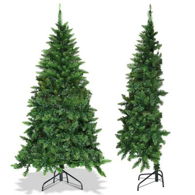 Breebe Pre-lit Artificial Half National Christmas Tree With 8 Flash Modes In Green