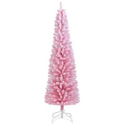 Breebe Artificial Christmas Tree With 460 Branch Tips And Folding Metal Stand In Pink
