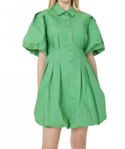 Dolce Cabo Poplin Balloon Dress In Green In Green