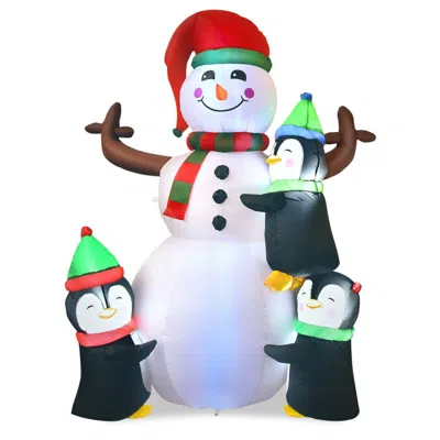 Breebe Christmas Quick Inflatable Snowman With Penguins In Multi