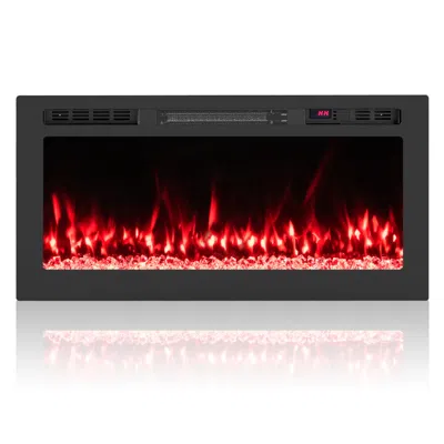 Hivvago Smart Wifi Electric Fireplace Wall Mounted & Recessed 750w/1500w Heater-36 Inch In Black