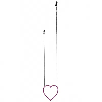 Tova Women's Open Heart Necklace In Pink In Metallic