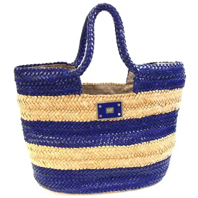 Pre-owned Anya Hindmarch Straw Leather Handbag () In Blue