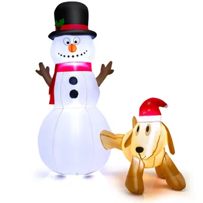 Breebe 6 Feet Tall Inflatable Snowman And Dog Set Christmas Decoration With Led Lights In Multi