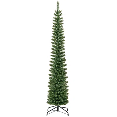 Breebe Pre-lit Pencil Artificial Christmas Tree With Warm White Led Lights-7 Ft In Green