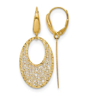 Diamond2deal 14k Yellow Gold Textured Floral Drop Dangle Earrings In Gold