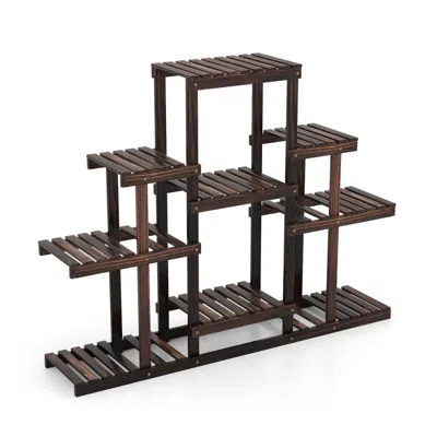 Breebe Indoor Outdoor Wood Plant Stand Multi-tiered Corner Plant Shelf Flowerpot Holder In Brown