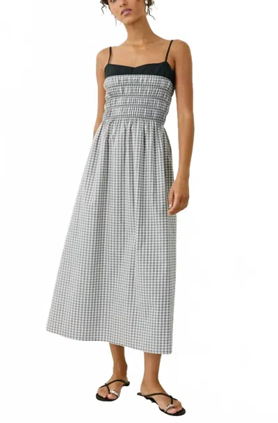 Rails Primrose Black Trim Neckline Midi Dress In Jet Gingham In Gray