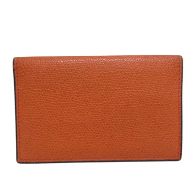 Pre-owned Valextra Leather Business Card Case () In Orange