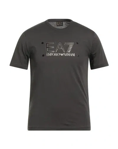 Ea7 Man T-shirt Charcoal Size S Cotton In Black