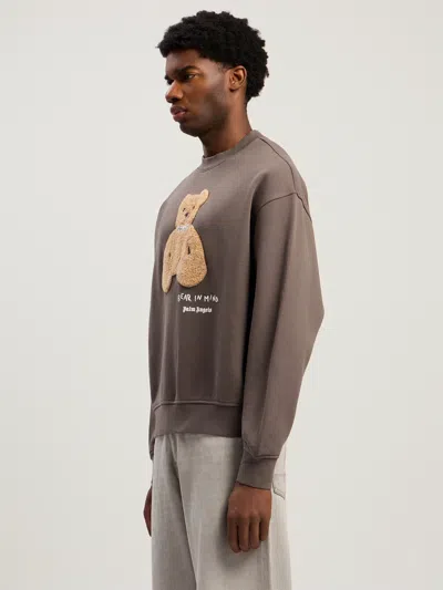 Palm Angels Bear In Mind Crewneck Sweatshirt In Gray