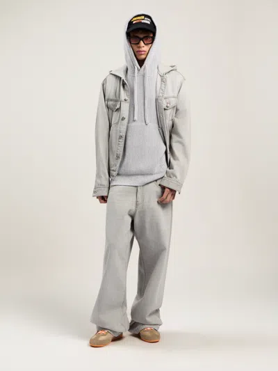 Palm Angels Curved Logo Loose Denim Pants In White