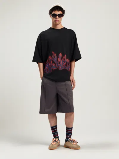 Palm Angels Flames Over T-shirt In Black