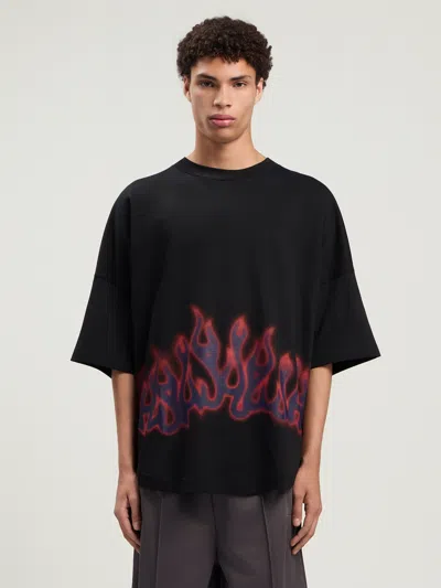 Palm Angels Flames Over T-shirt In Black