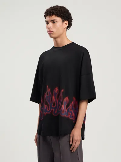 Palm Angels Flames Over T-shirt In Black
