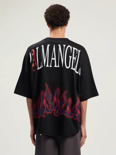 Palm Angels Flames Over T-shirt In Black