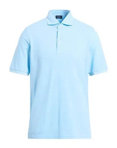 Barba Napoli Man Polo Shirt Sky Blue Size 40 Cotton In Blue