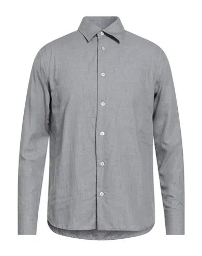 Dunhill Man Shirt Light Grey Size M Cotton, Cashmere, Wool In Gray
