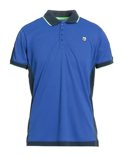 Fila Man Polo Shirt Bright Blue Size S Polyester In Blue