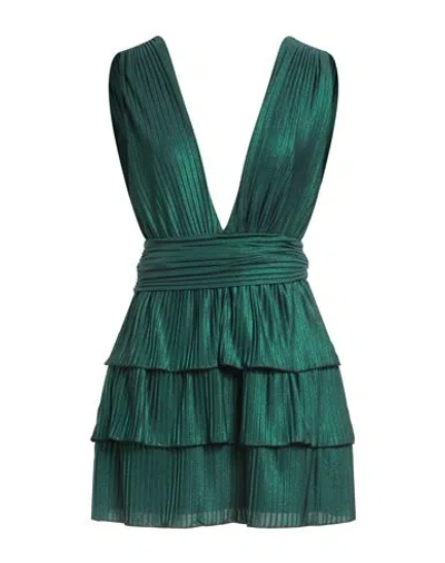 Odi Et Amo Woman Mini Dress Green Size 8 Polyester, Elastane In Green