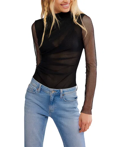 Free People On My Way Mesh Bodysuit In Black