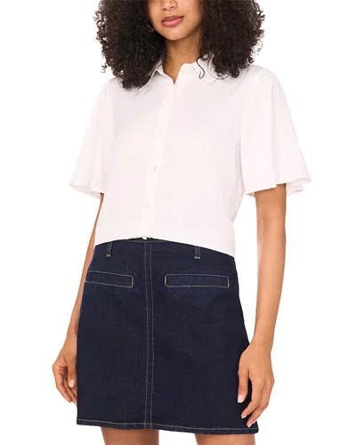 Vince Camuto Flutter Sleeve Collar Button Down Shirt In White
