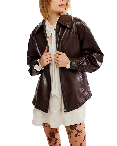 Free People Sloane Faux Leather Jacket In Brown