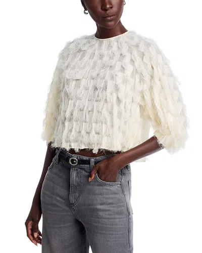 Hugo Boss Boss Baima Feather Jacquard Top In Neutral