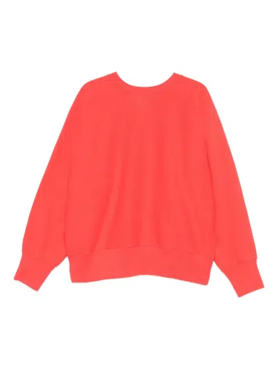 Champion Crew Neck Sweatshirt Featuring Ribbed Cuffs In Red