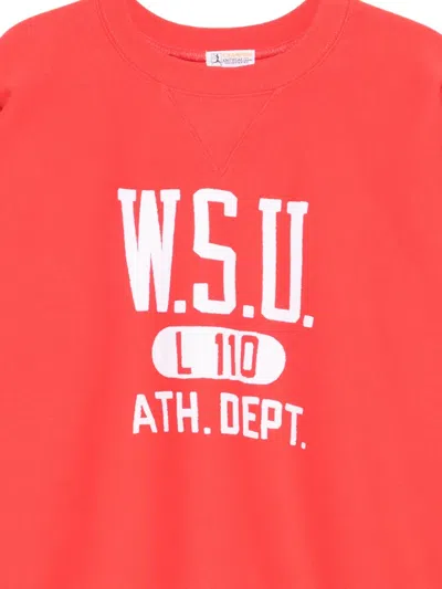 Champion Crew Neck Sweatshirt Featuring Ribbed Cuffs In Red