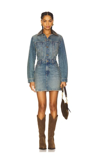 Simkhai Maxella Denim Jacket Mini Dress Coney Island In Animal Print