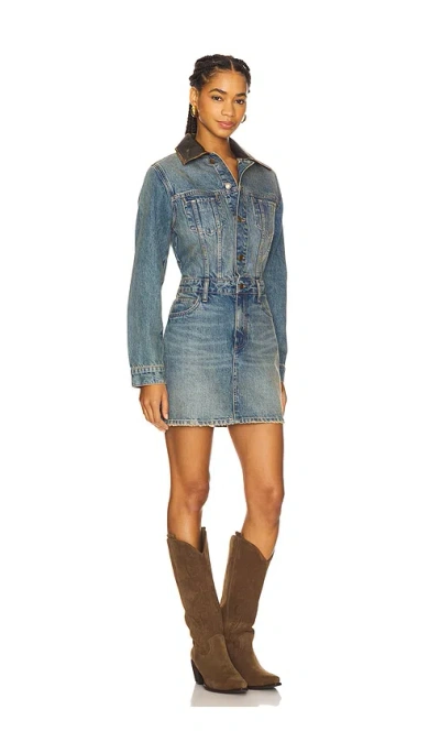 Simkhai Maxella Denim Jacket Mini Dress Coney Island In Animal Print