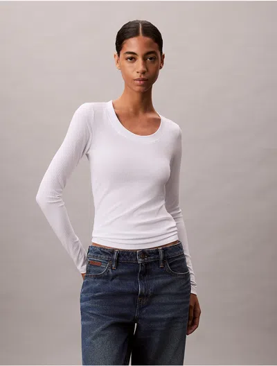 Calvin Klein Women's Modal Stretch Rib Slim T-shirt In White