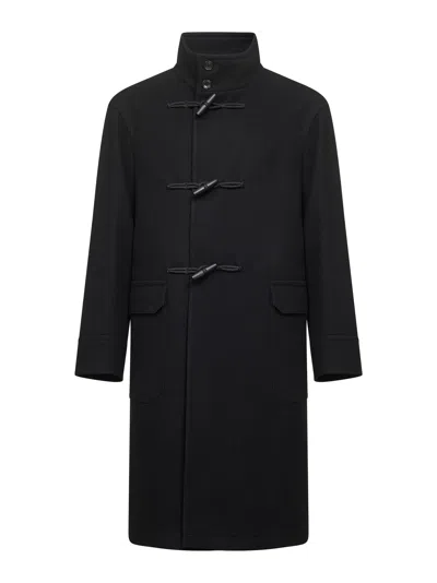 Tagliatore Black Wool And Cashmere Blend Mon Coat In Black