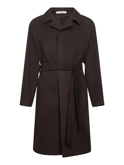 Tagliatore Long-sleeved Coat In Brown