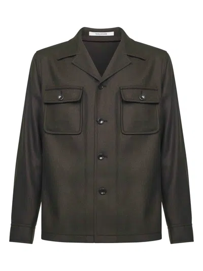 Tagliatore Dark Brown Virgin Wool Twill Gbarrow Overshirt In Brown