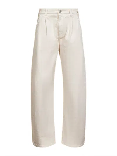 Brunello Cucinelli Capsule Ivory Stretch Dyed Denim Jeans In White