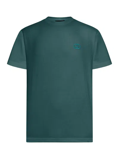 Gucci Men Cotton T-shirt With Embroidered Gg Incrocio Logo In Green