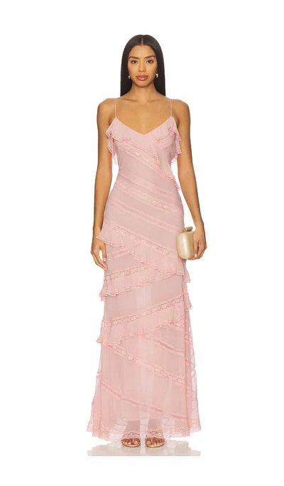 Loveshackfancy Louie Chiffon Ruffle Maxi Dress In Animal Print