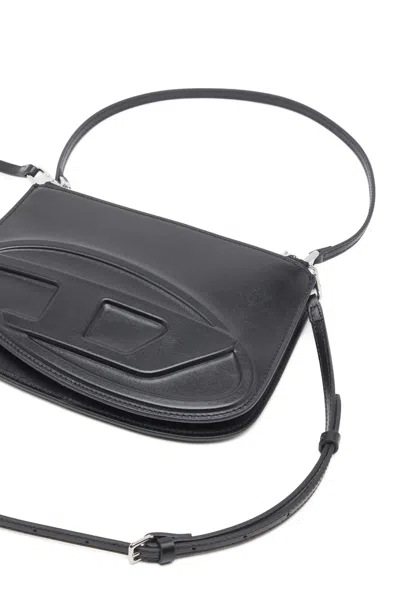 Diesel 1dr 20. Twin Shoulder Bag In Black Leather