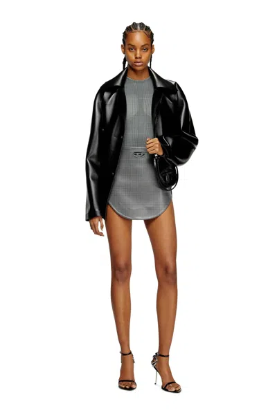 Diesel 1dr 20. Twin Shoulder Bag In Black Leather