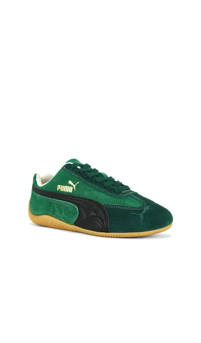 Puma 'speedcat' Green Sneakers With Logo Print On The Side And Logo Lettering On The Side In Suede Unisex In Multi