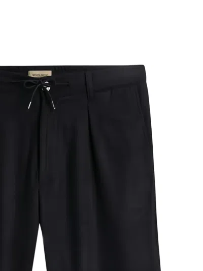 Woolrich Milton Drawstring Flannel Trousers In Black