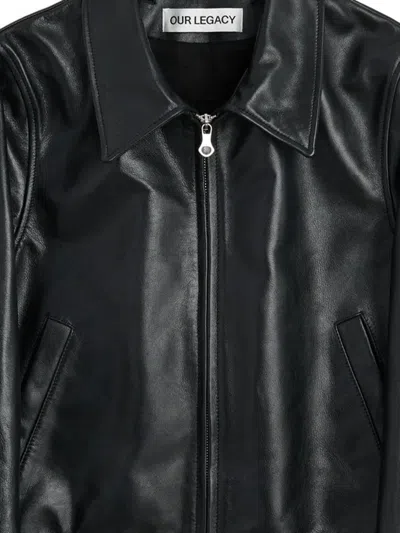 Our Legacy Radar Bomber Leather Jacket In Black