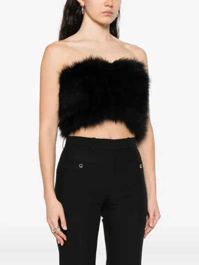 Giuseppe Di Morabito Bandeau-top Mit Truthahnfedern In Black
